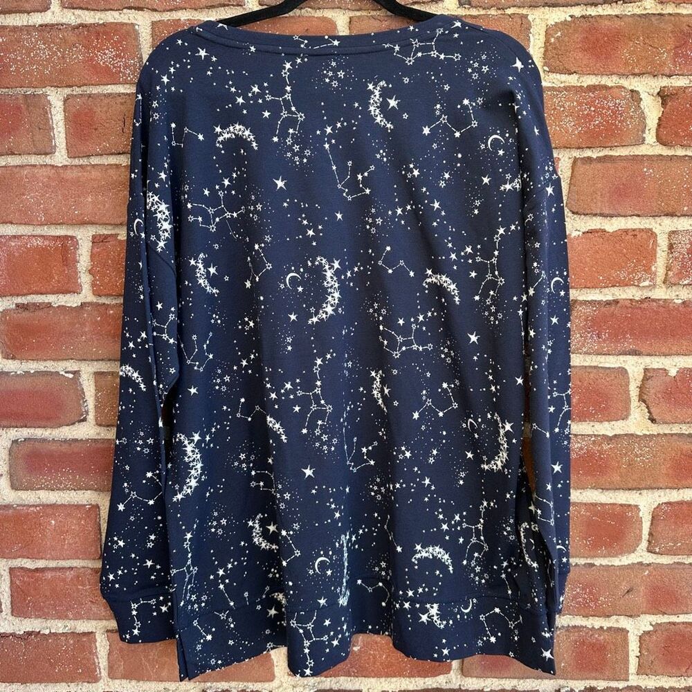 Chicos Zenergy star tunic top navy blue Long sleeve womens 2 sz 12 NEW - Picture 9 of 9